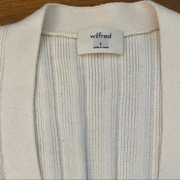 [Aritzia] Wilfred Thais Plunge Front Wool Cotton Crop Cardigan Oak - Picture 8 of 10